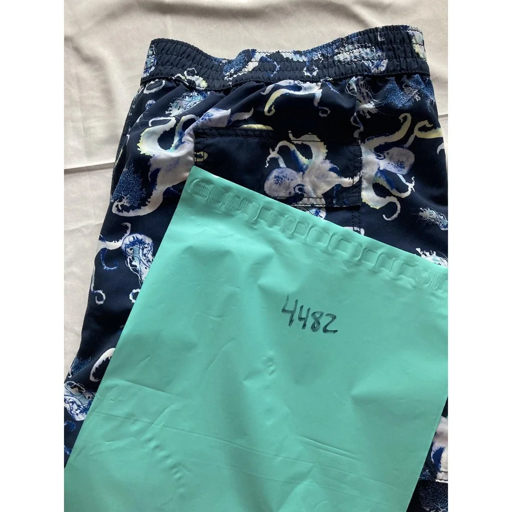 Tommy Bahama Swim Trunks Shorts Mens 2XL Blue Octopus Cargo Lined Drawstring